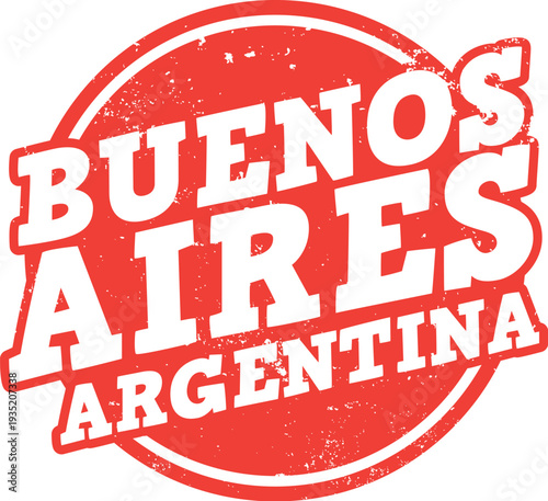 Buenos Aires, Argentina. Vector Red Rubber Stamp.