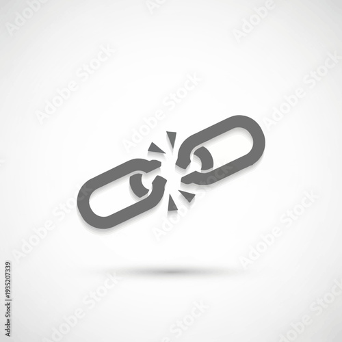 Broken chain link icon representing concepts of freedom, disconnection, and breaking barriers