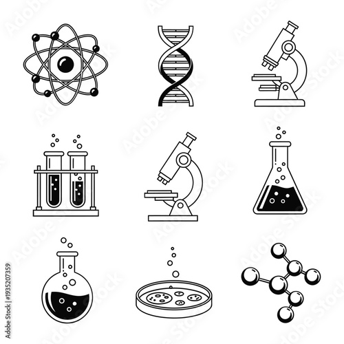 Scientists examine DNA atoms and molecules in a laboratory setting closely