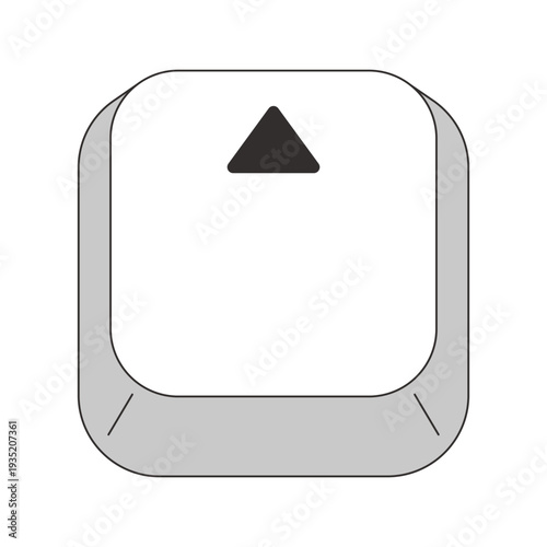 Up arrow key grayscale computer keyboard. Upward navigation movement. Scrolling action. Minimal rounded keycap. Keystroke button isolated. Vector line illustration. PC navigation. Input interface