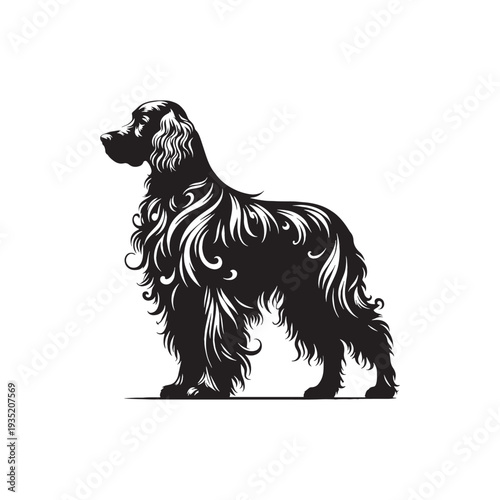 Irish Setter Dog Outline Vector – Minimalist Purebred Dog Silhouette Logo Design - Irish Setter Dog Silhouette.