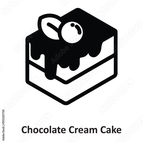 Chocolate Cream Cake Vector Icon which can easily modify or edit