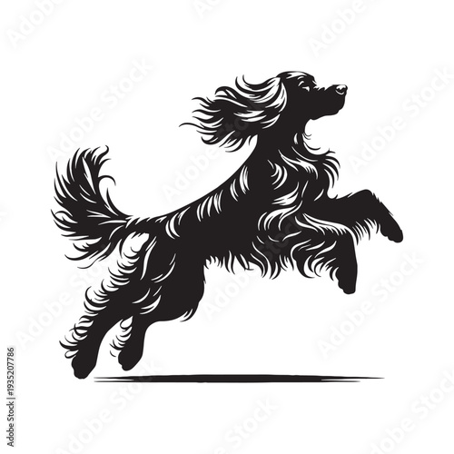 Irish Setter Dog Outline Vector – Minimalist Purebred Dog Silhouette Logo Design - Irish Setter Dog Silhouette.
