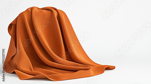 A draped orange fabric with a smooth texture and folds.