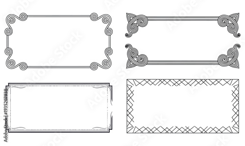 Collection of four ornate rectangular frame designsCollection of four ornate rectangular frame designs
