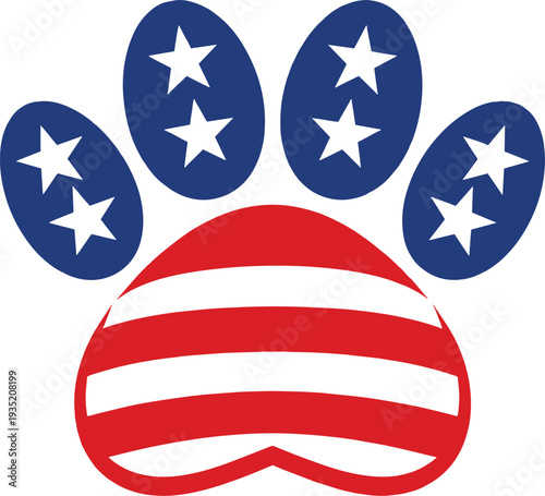 American Flag Paw Print Patriotic Pet Vector Icon