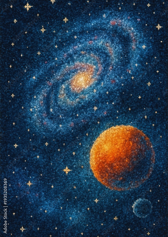 Fototapeta premium Vibrant cosmic galaxy illustration