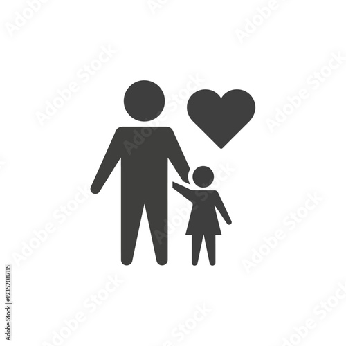 Stylized icon depicting a loving parent and child, symbolizing family connection, care, and supportive relationships. Ideal for themes of upbringing, emotional bond, and community welfare