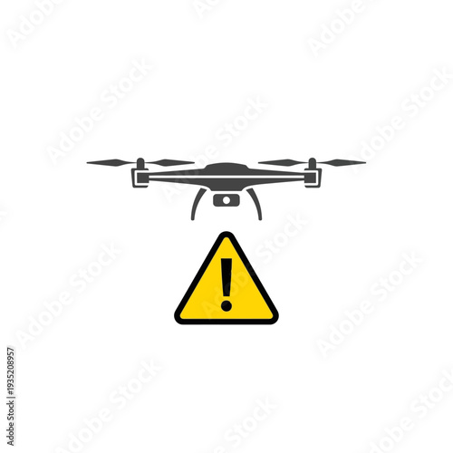 Drone Warning Symbol A Minimalist Icon Representing Caution and Safety Alerts for Unmanned Aerial Vehicles