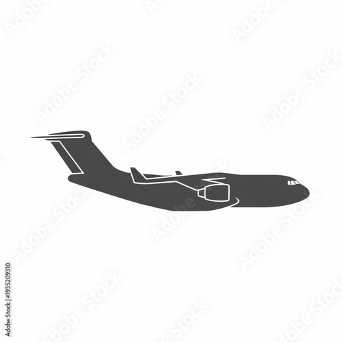 Side view silhouette of a modern private jet airplane, highlighting its sleek design and aerodynamic form, perfect for aviation and travel concepts