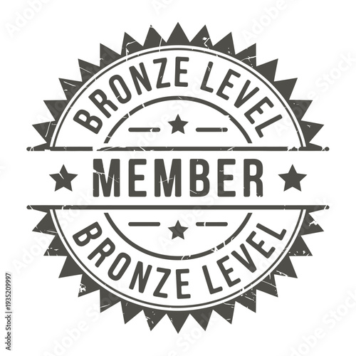 A vintage style bronze level member badge with a star and decorative border