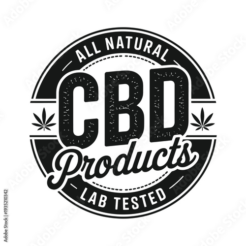 A circular badge promoting all natural cbd products lab tested for quality