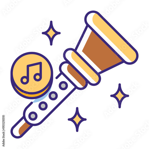 This Shehnai icon is suitable for Holi Indian Festival.