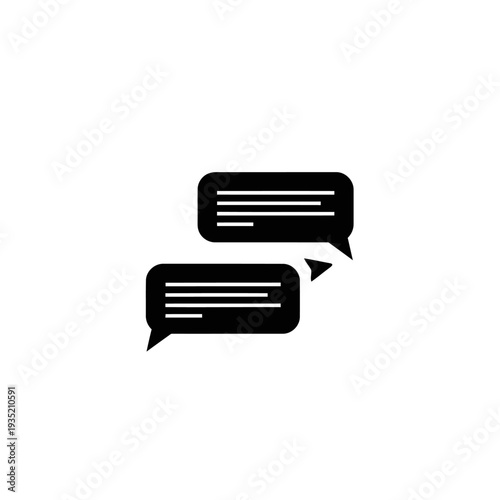 A simple graphic illustration of two speech bubbles communicating