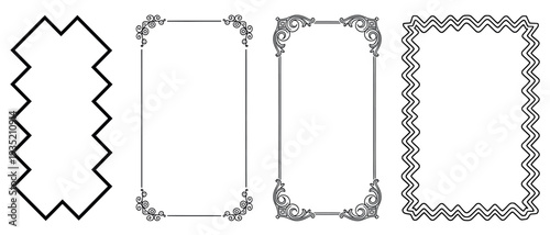 Collection of four different ornate rectangular frame designsCollection of four different ornate rectangular frame designs