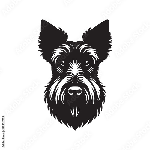 Irish Terrier Dog Vector Silhouette – Purebred Terrier Outline - Irish Terrier Dog Illustration.