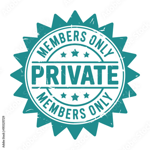 A teal circular badge declaring members only and private access