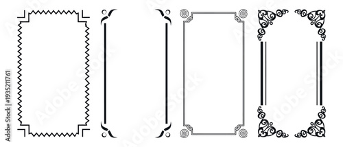 Collection of three ornate rectangular border designsCollection of three ornate rectangular border designs