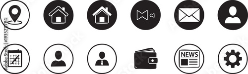 Black and white of various app symbols app black and white interface mobile app user interface