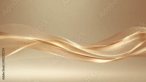 luxury gold wave swoosh metallic layered curve with radiant polished satin finish over light gradient surface abstract premium background for branding, badge, award design