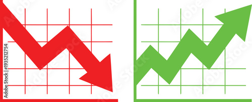 Contrasting downward and upward trends in a financial or market analysis chart Vector