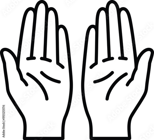 Two open palms facing forward with fingers slightly spread apart Vector