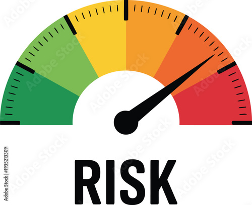 Colorful gauge indicating varying levels of risk assessment Vector
