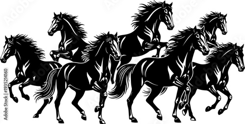 Wild Horse Silhouette Set – Running, Rearing, Jumping & Standing Stallion Vector Clipart