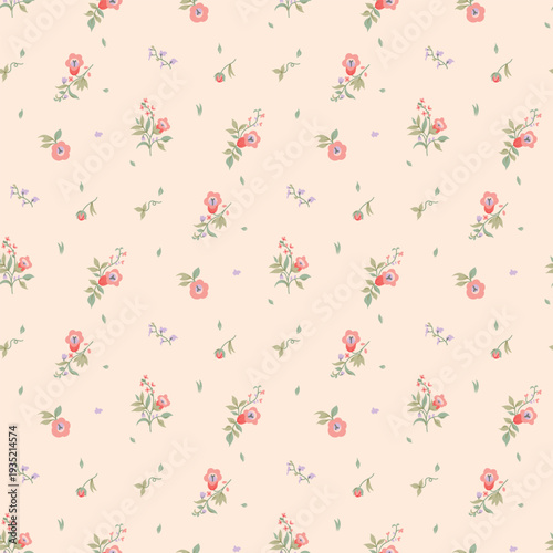 Flower pattern, ditsy Seamless floral pattern, small little soft flower background. Flower repeat pattern. fabric print,  surface design. Ditsy floral for home textile, wallpaper, fabric, fashion