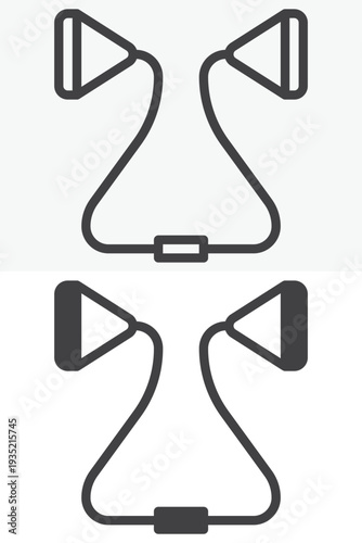 Resistance chest expander icon set for strength training exercise. Line outline and solid icon versions with editable stroke. Vector sign and symbol for gym resistance expander icon.