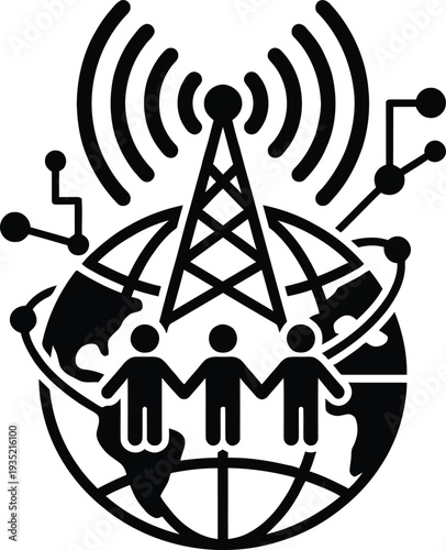 Global Network Communication and Connectivity Vector. World telecommunitation and inforfation society day