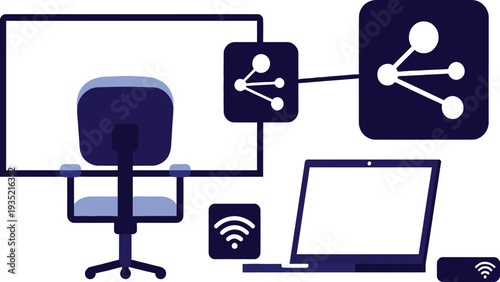 Set of office technology icons vector