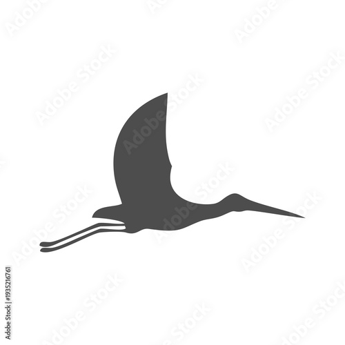 Flying stork icon isolated on white background