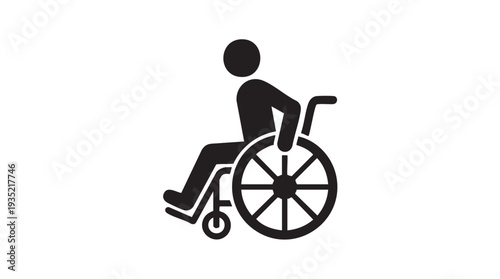 Person in a wheelchair vector graphic illustration for accessibility and disability awareness campaigns and designs.