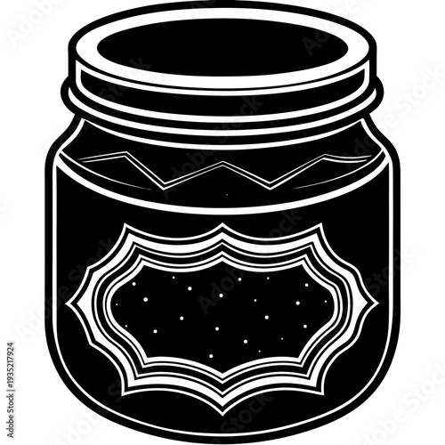 Vector illustration of transparent glass jam and honey jars with lids isolated on a white background