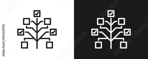 Rule Automation Icon Set Outline In White And Black Background