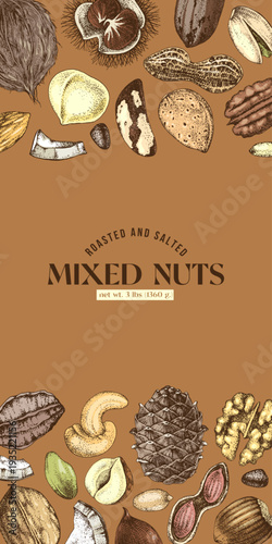 Mixed nuts illustration for package design