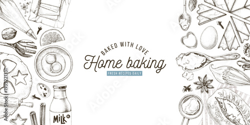 Baking tools and kitchen utensils vector