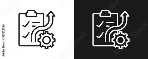 Self Improvement Plan Icon Set Outline In White And Black Background