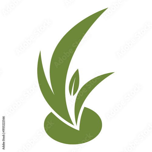Green grass blades growing from ground in minimalist illustration style icon
