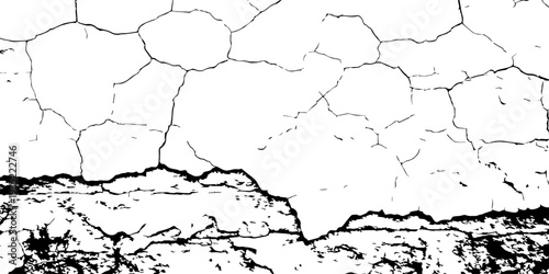 Close-up of cracked concrete surface with natural fissures and gritty base texture, high contrast monochrome design.