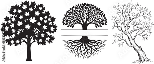 Tree of Life Family Monogram with Roots