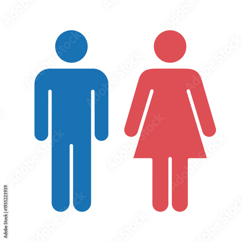 男女・男子トイレ・女子トイレ・カラー案内サインピクトグラムアイコン (ベクター)