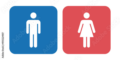 男子トイレ・女子トイレ・カラー案内サインピクトグラムアイコン (ベクター)