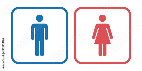 男子トイレ・女子トイレ・カラー案内サインピクトグラムアイコン (ベクター)