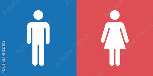 男子トイレ・女子トイレ・カラー案内表示ピクトグラムアイコン (ベクター)