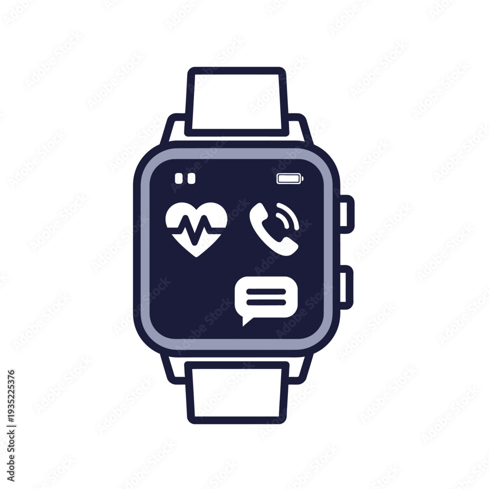 Obraz premium Contemporary digital wearable device for health monitoring, communication, and alerts. An essential smart accessory icon representing connected lifestyle technology