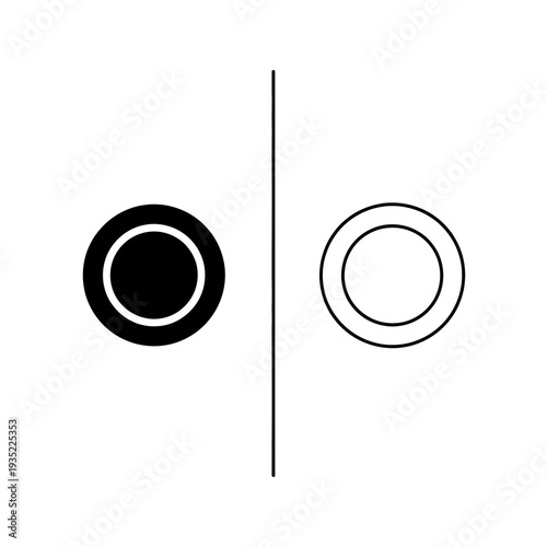 Concentric circles, a thick inner circle and a thin outer circle, vector icon in solid black and outline styles.