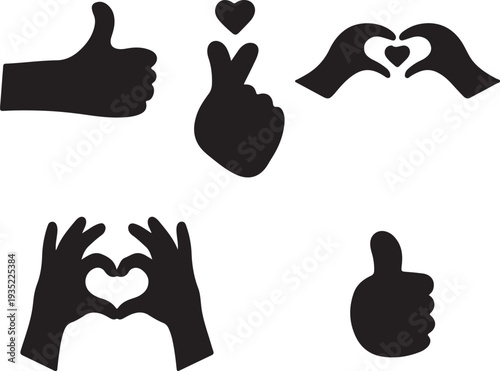 Hand gesture heart like icon set vector illustration.