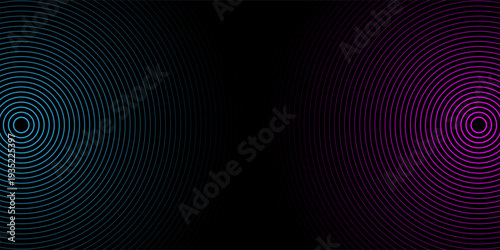 Neon flowing wavy lines on black background. Abstract sound wave design for ai concept, equalizer, audio record, voice assistant. Blue, pink orange gradient curve stripes. Synthwave wireframe net
